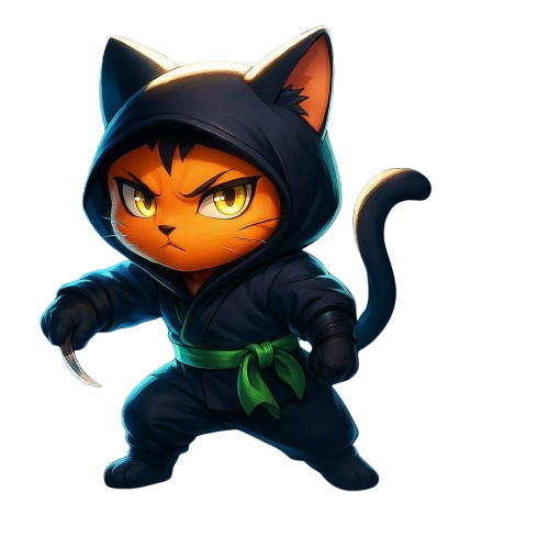 Teal hood ninja kitty